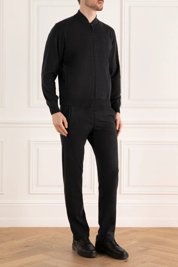 Brioni мақта мен эластаннан тігілген ерлер спорттық костюмі, сұр түсті 164749 - фото 3