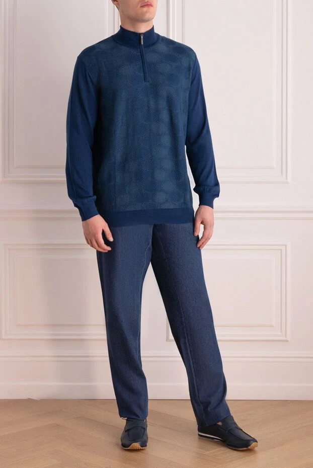 Brioni man blue polyamide and silk jeans for men купить с ценами и фото 164754 - photo 2