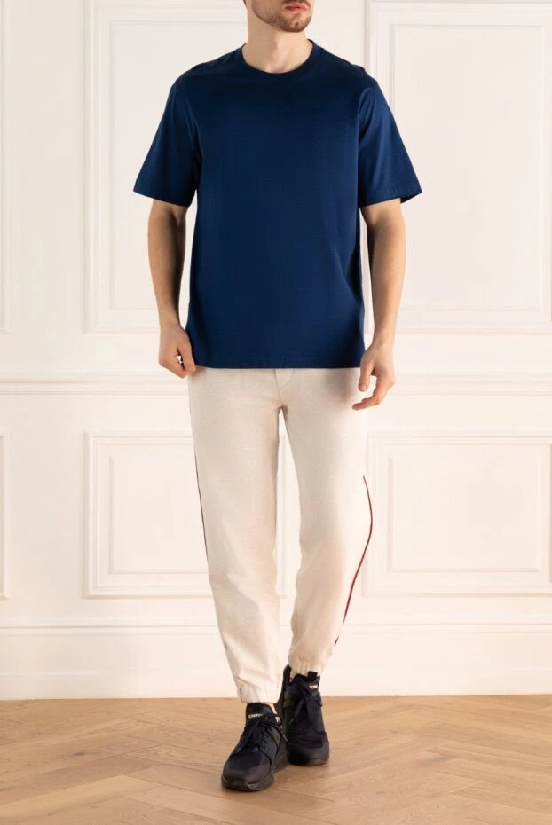 Brioni man cotton t-shirt blue for men купить с ценами и фото 164756 - photo 2