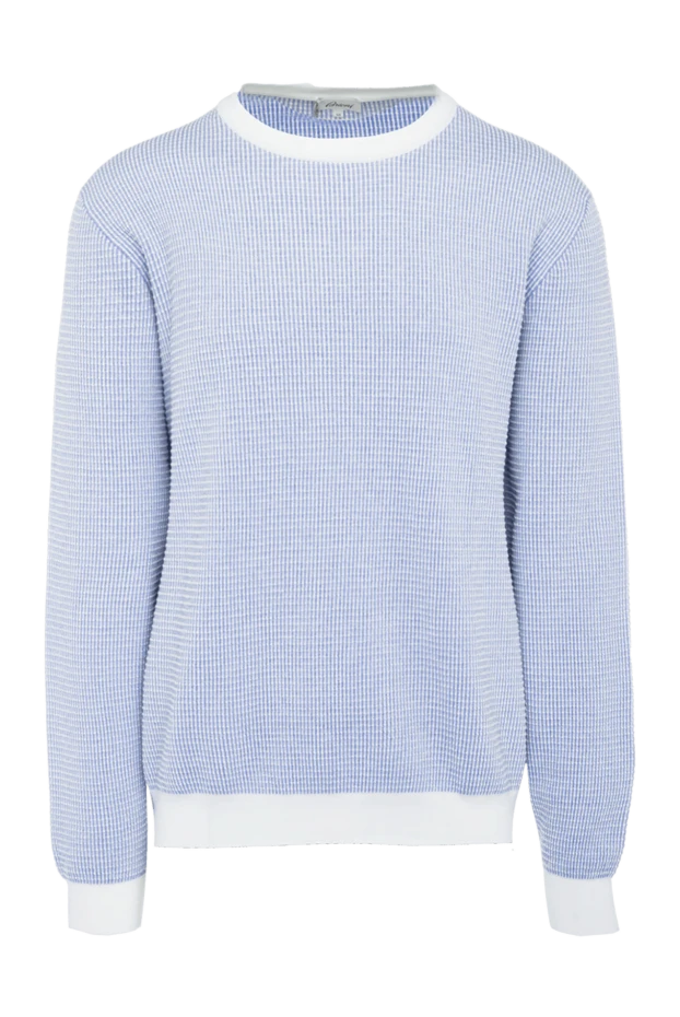 Brioni man blue cotton and silk jumper for men купить с ценами и фото 164757 - photo 1