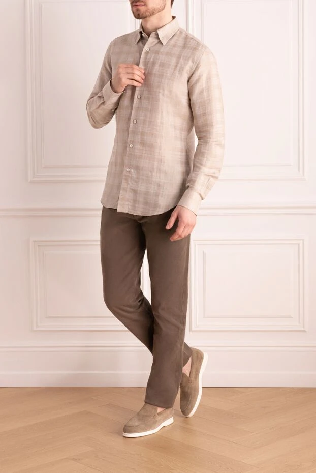 Brioni man men's beige cotton shirt купить с ценами и фото 164770 - photo 2