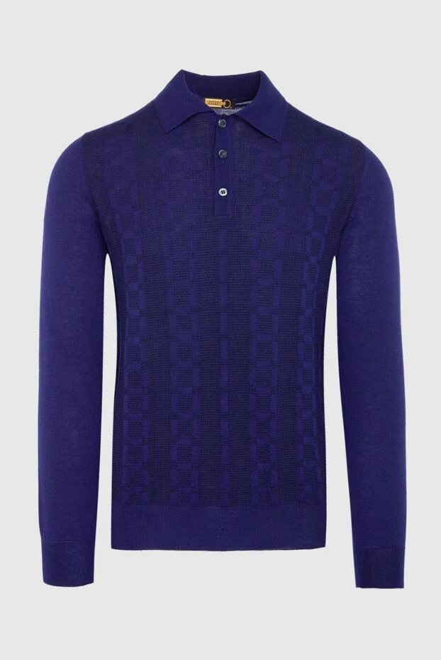 Zilli man long-sleeve polo in silk and cotton blue for men купить с ценами и фото 164799 - photo 1