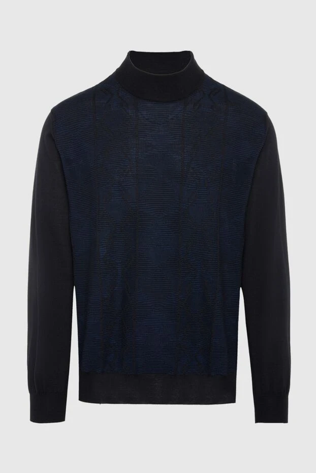 Zilli man men's jumper with a high stand-up collar, cashmere and silk, blue купить с ценами и фото 164843 - photo 1