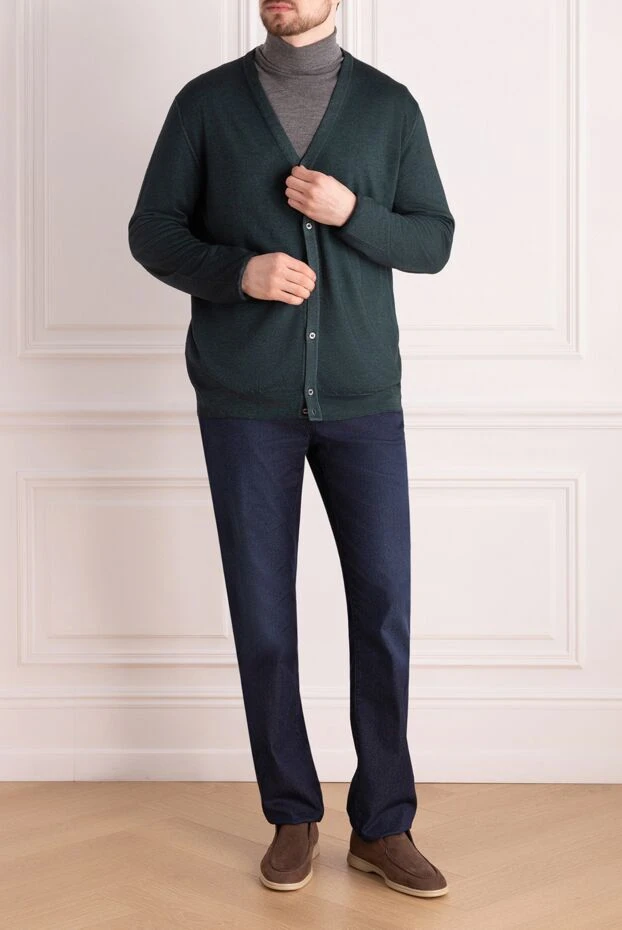 Zilli man men's cashmere and silk cardigan green купить с ценами и фото 164853 - photo 2