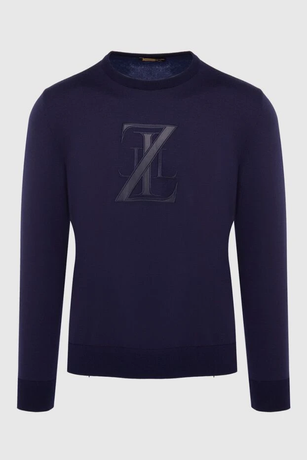 Zilli man jumper in cotton, cashmere, silk and genuine leather blue for men купить с ценами и фото 164880 - photo 1