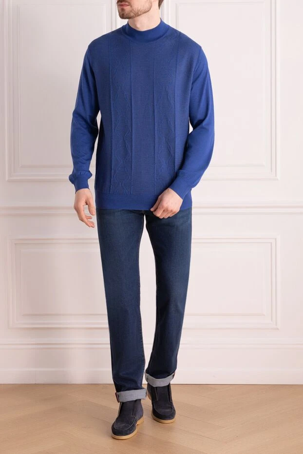 Zilli man cashmere and silk jumper blue for men купить с ценами и фото 164885 - photo 2