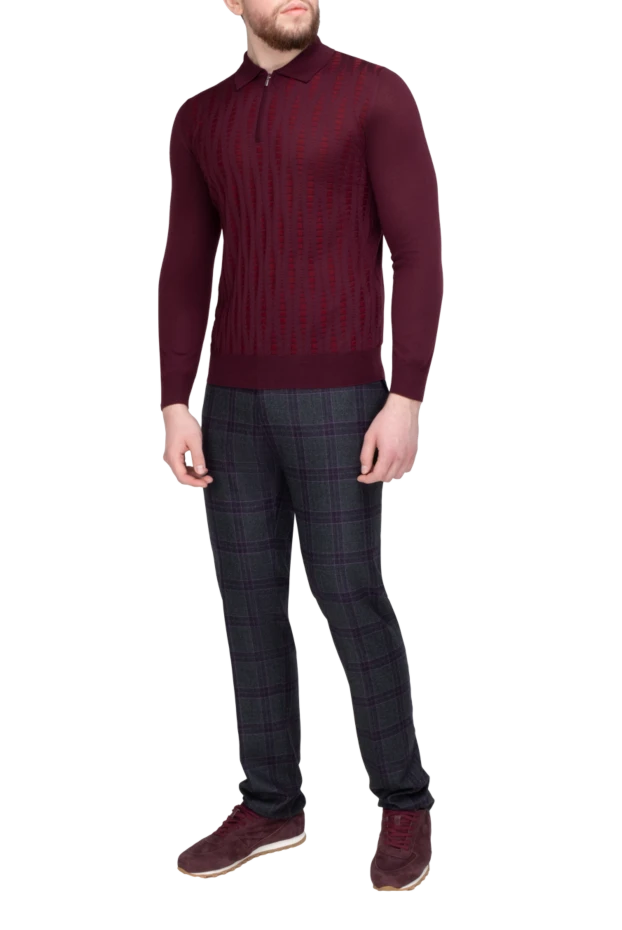 Zilli man long sleeve polo in silk and cashmere burgundy for men купить с ценами и фото 164890 - photo 2