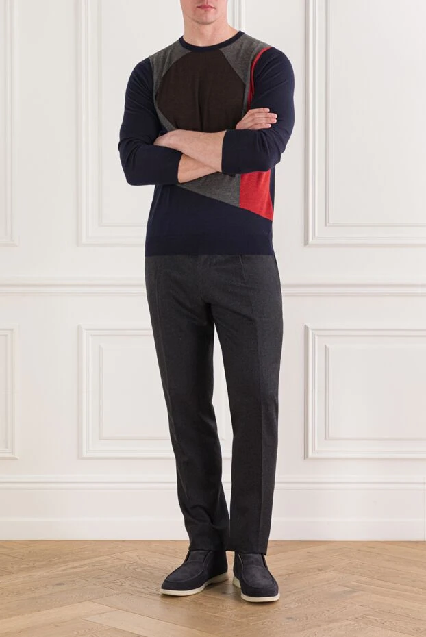 Zilli джемпер темно-серый с контрастным геометрическим узором мужской 164901 - фото 2