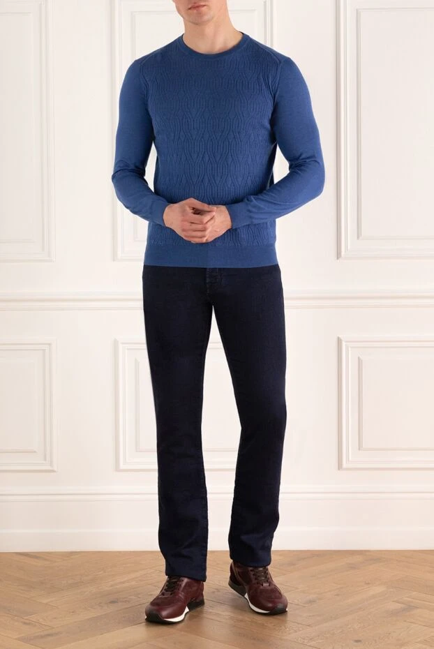 Zilli man cashmere and silk jumper blue for men купить с ценами и фото 164912 - photo 2