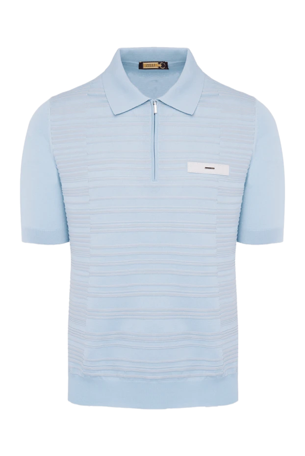 Zilli man polo in silk, cotton and crocodile skin blue for men купить с ценами и фото 164915 - photo 1