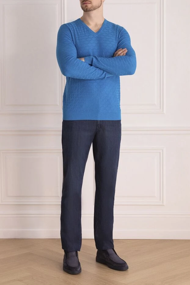 Zilli man blue silk and cotton jumper for men купить с ценами и фото 164922 - photo 2