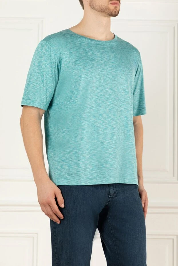 Zilli мужская голубая шелковая футболка  164926 - фото 3