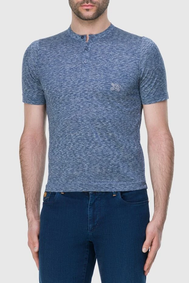 Zilli футболка синяя с коротким рукавом и пуговицами у ворота
 164934 - фото 3