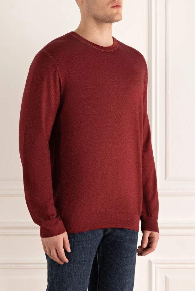 Zilli джемпер бордовый базовый с круглой горловиной мужской 164942 - фото 3