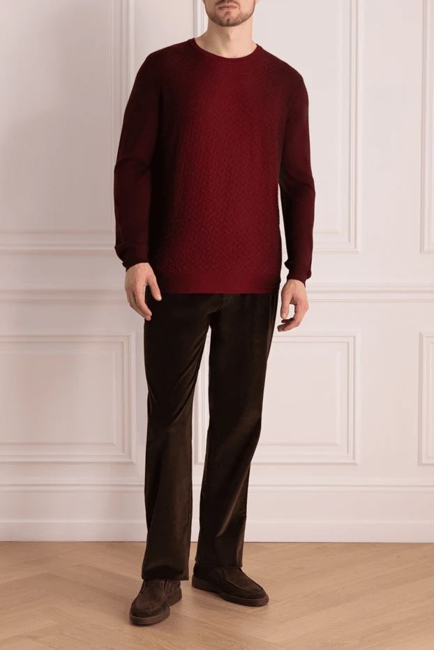 Zilli man cashmere and silk jumper burgundy for men купить с ценами и фото 164943 - photo 2