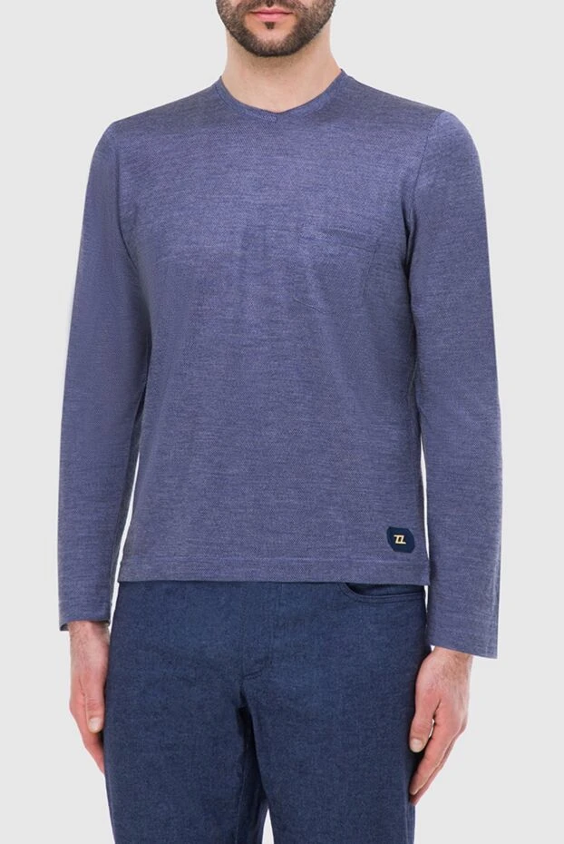 Zilli джемпер синий меланж с нашивкой логотипа бренда мужской 164951 - фото 3