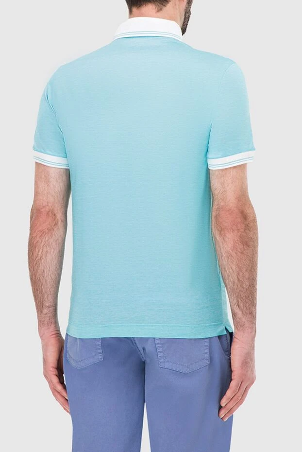 Zilli поло хлопковое голубое с высоким контрастным воротником мужское 164956 - фото 3