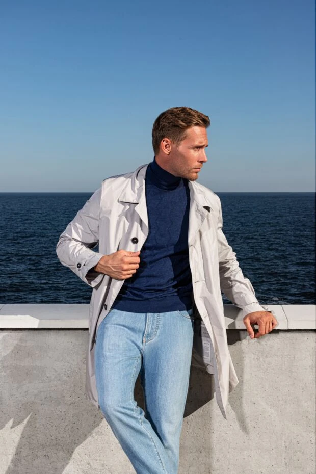 Zilli patterned deep blue turtleneck made of cashmere and silk for men 164969 - photo 2