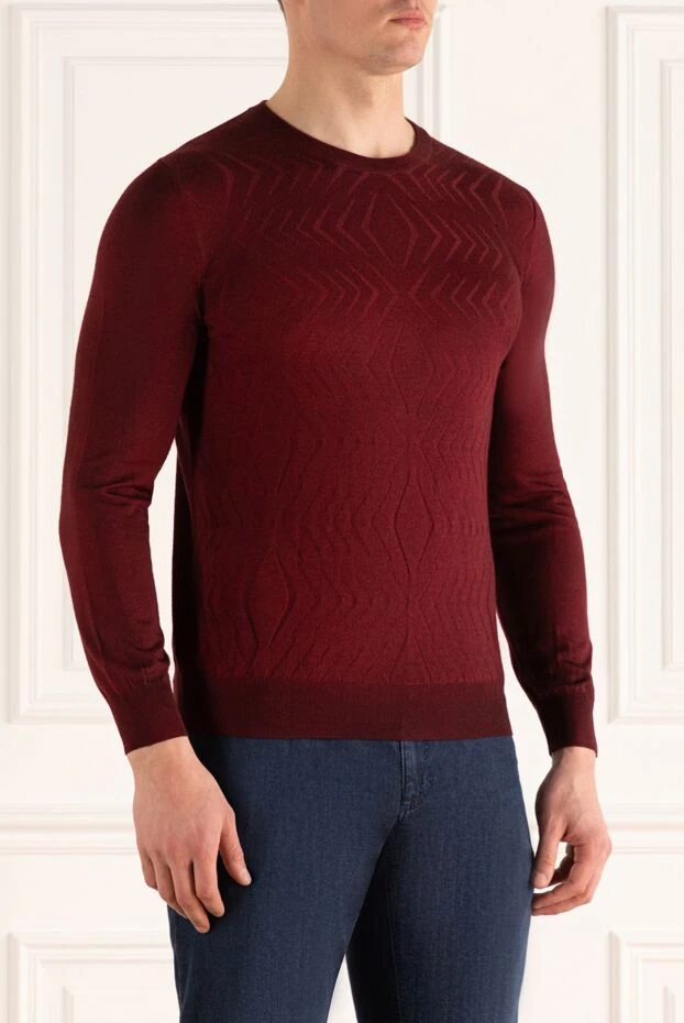 Zilli джемпер бордовый декорированный узором мужской 164971 - фото 3