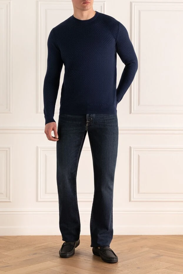 Zilli man cashmere and silk jumper blue for men купить с ценами и фото 164976 - photo 2