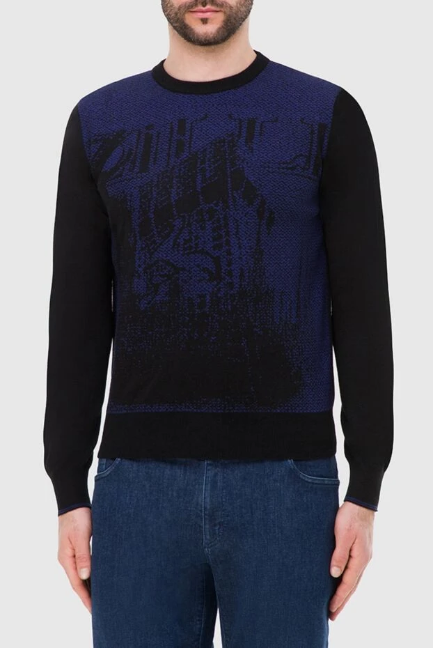 Zilli джемпер кашемировый черный с контрастным узором мужской 164982 - фото 3