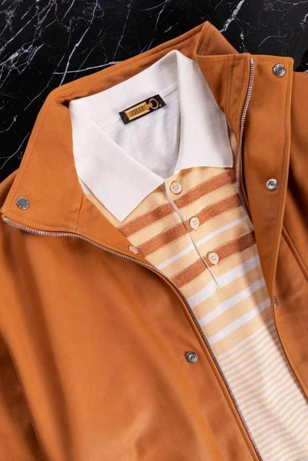 Orange polo shirt with contrast striped pattern for men - photo 2