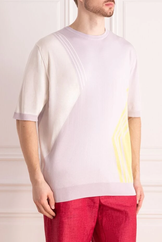 Zilli футболка из хлопка и шелка белая мужская 164992 - фото 3