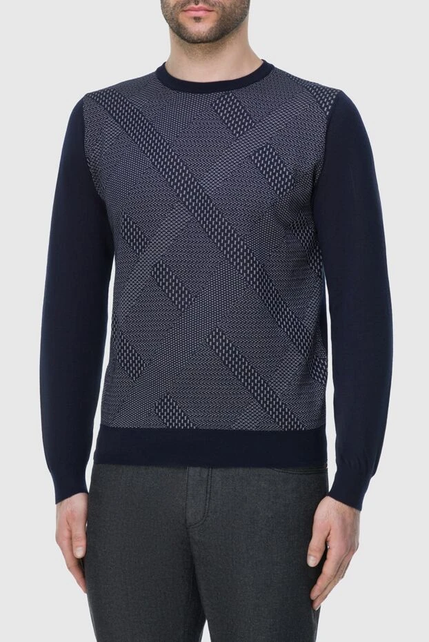 Zilli джемпер синий с контрастным геометрическим узором мужской 164999 - фото 3
