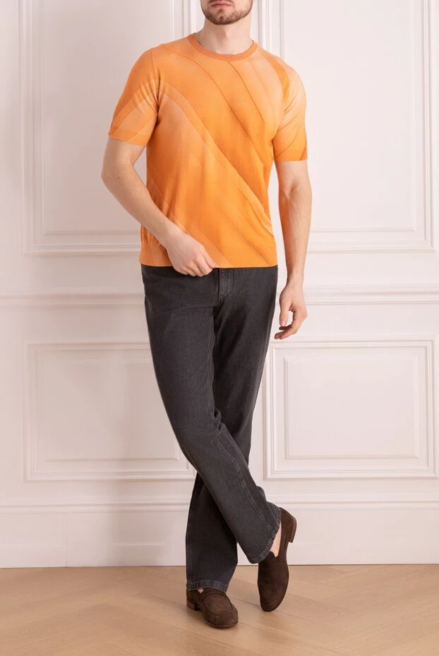 Zilli man cotton short sleeve jumper orange for men купить с ценами и фото 165001 - photo 2