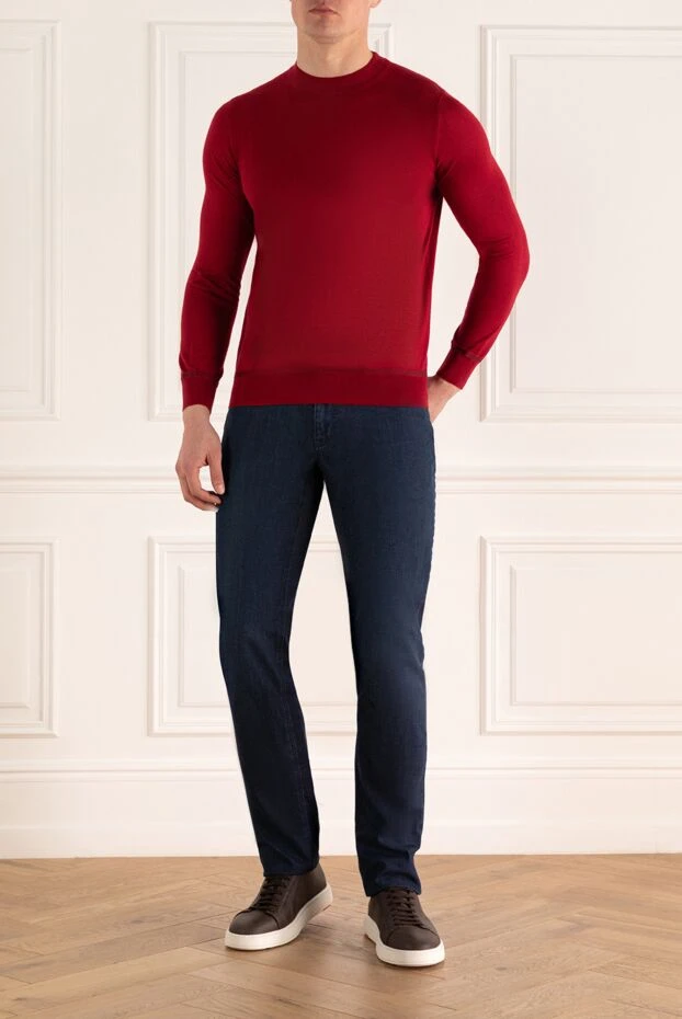 Zilli man men's jumper with a high stand-up collar, cashmere and silk, red купить с ценами и фото 165002 - photo 2