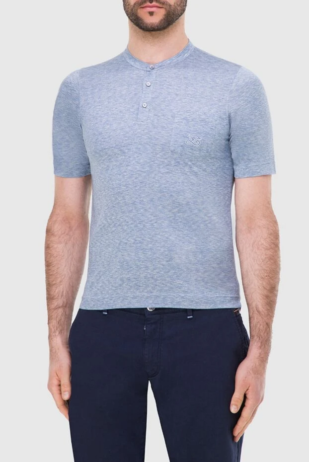 Zilli man short sleeve jumper in silk and cotton blue for men 164819 - photo 3