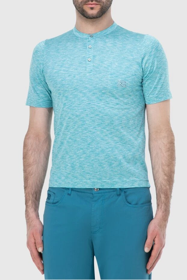 Zilli поло из шёлка без воротника в зелёном меланже с мягкой посадкой
 165010 - фото 3