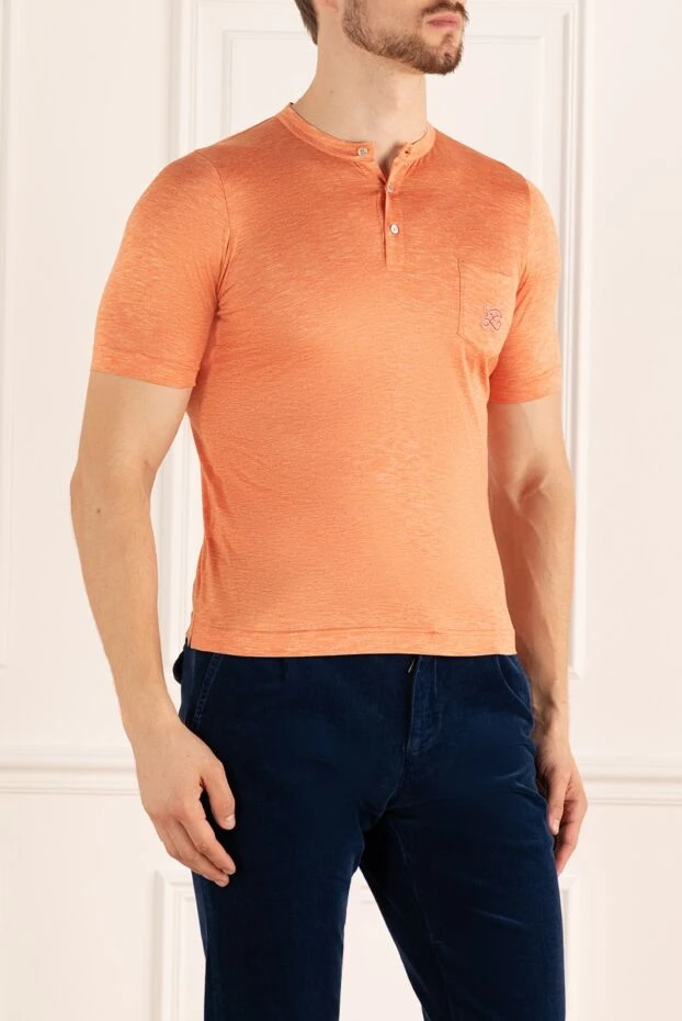Zilli поло из шёлка ярко-оранжевого цвета без воротника с нагрудным карманом
 165012 - фото 3