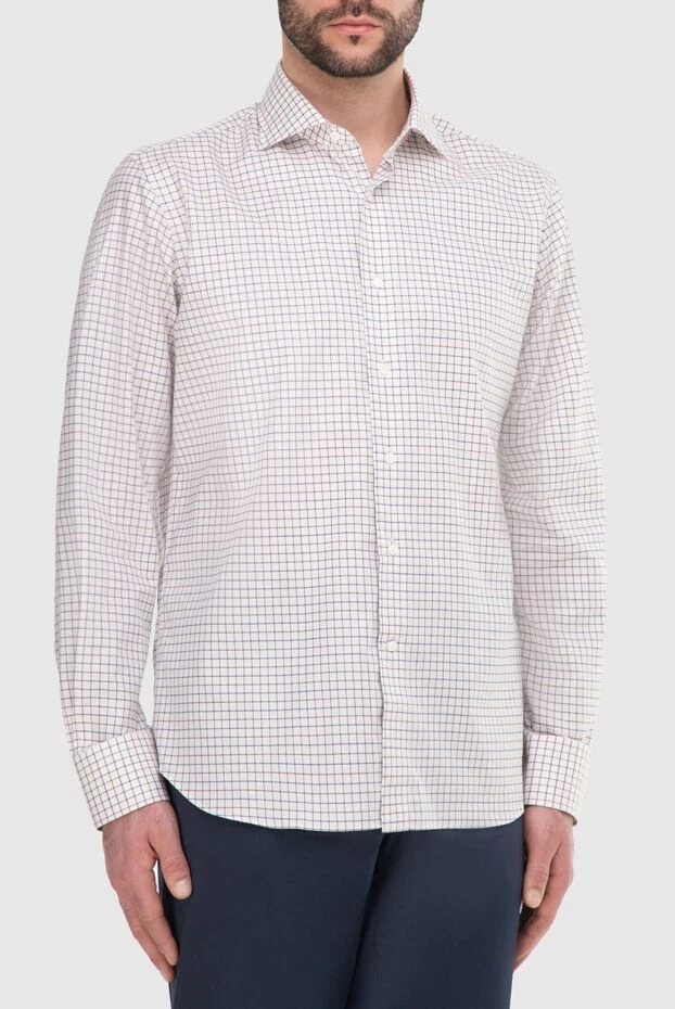 Alessandro Gherardi men's white checkered cotton shirt 165022 - photo 3