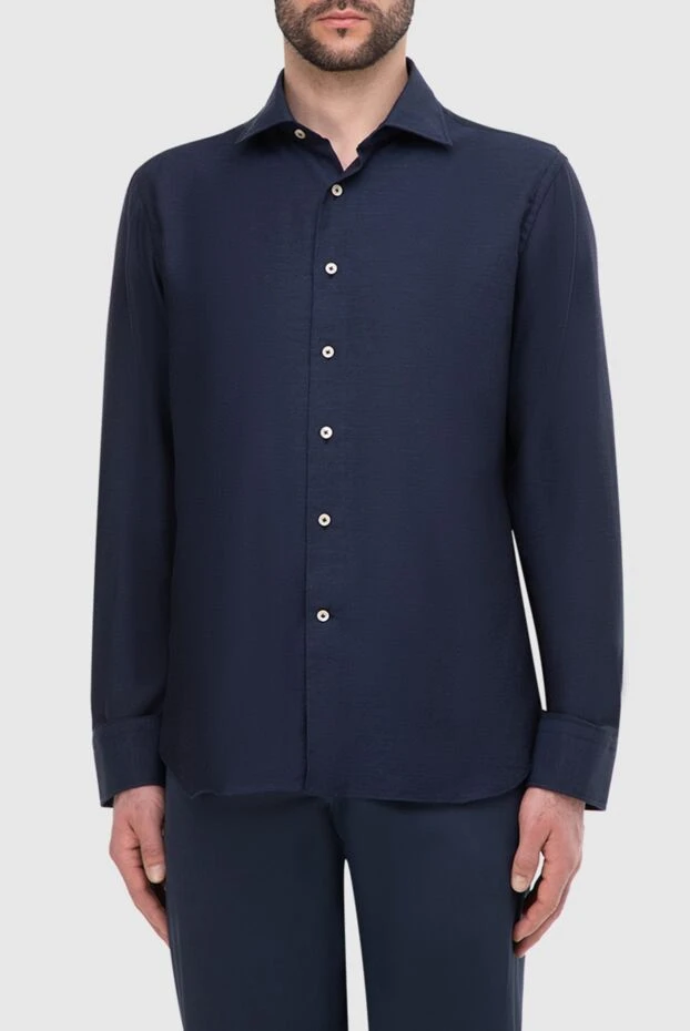 Alessandro Gherardi men's blue cotton cashmere shirt 165025 - photo 3