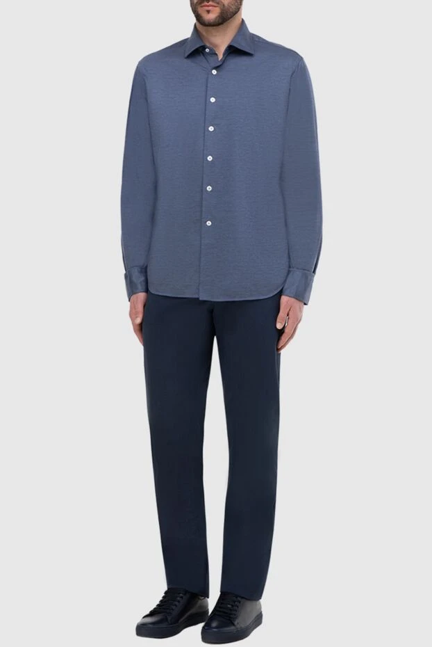 Alessandro Gherardi man blue cotton shirt for men купить с ценами и фото 165027 - photo 2