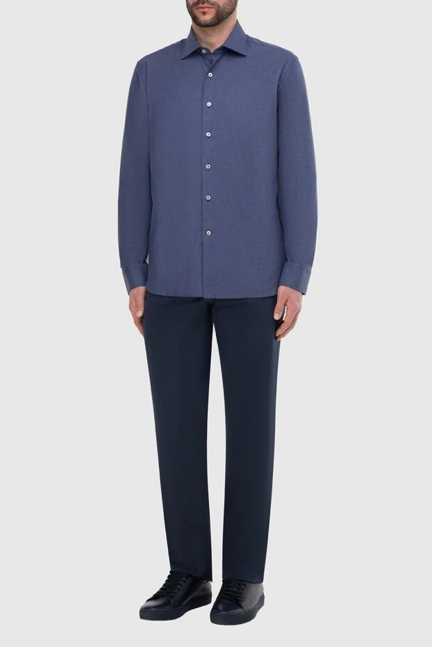 Alessandro Gherardi man blue cotton shirt for men купить с ценами и фото 165029 - photo 2