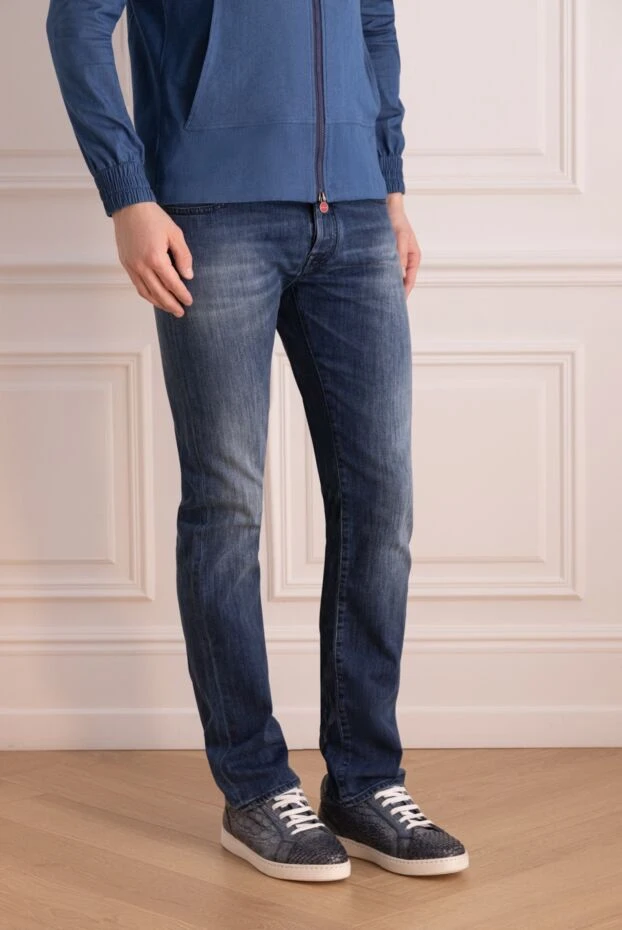 Jacob Cohen мужские джинсы синие с выразительными потертостями спереди 165086 - фото 3