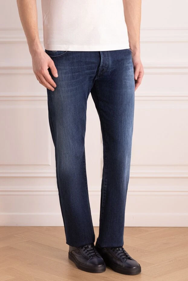 Jacob Cohen мужские джинсы из премиального денима с акцентными потертостями 165091 - фото 3