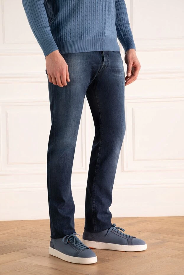 Jacob Cohen мужские джинсы из премиального денима насыщенного синего оттенка 165093 - фото 3