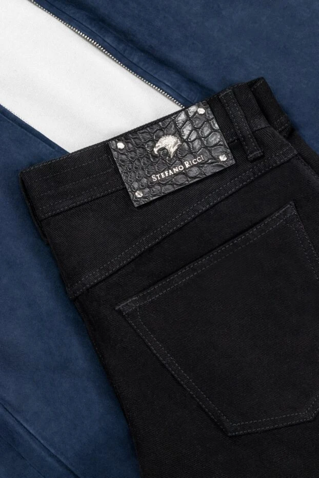Stefano Ricci мужские хлопковые джинсы в глубоком черном оттенке 165120 - фото 2