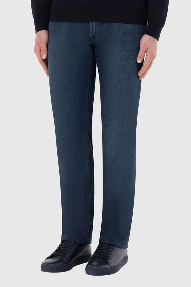 Stefano Ricci синие мужские джинсы из хлопка на каждый день
 165122 - фото 3