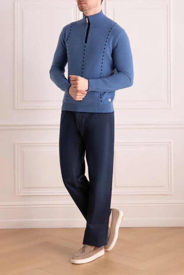 Stefano Ricci мужские джинсы синие из натуральной ткани 165123 - фото 2