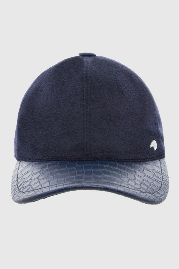 Stefano Ricci кепка из кашемира и кожи крокодила коричневая мужская 165133 - фото 1