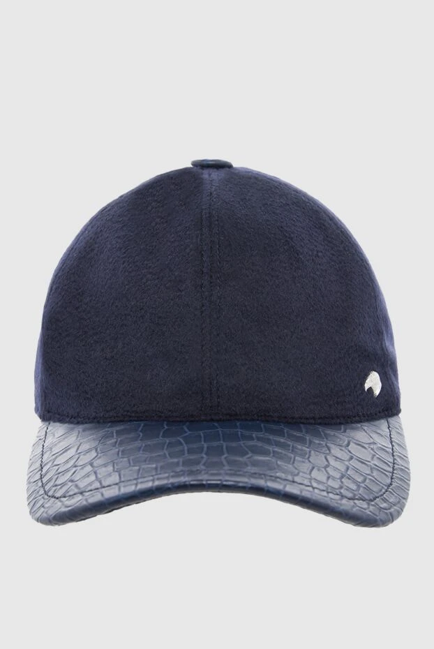 Stefano Ricci кепка из кашемира и кожи крокодила коричневая мужская 165133 - фото 1