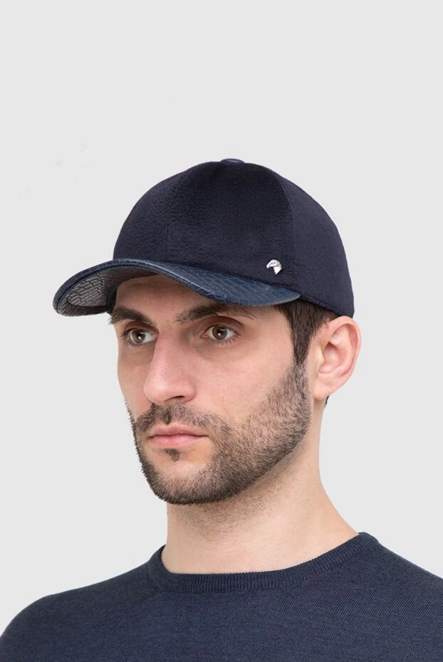 Stefano Ricci кепка из кашемира и кожи крокодила коричневая мужская 165133 - фото 2