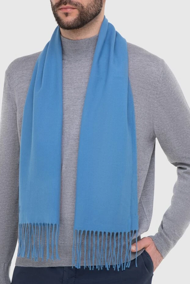 Stefano Ricci шарф из кашемира голубой мужской 165140 - фото 2