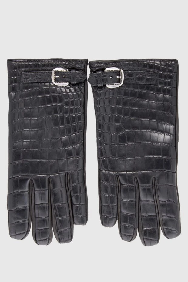 Stefano Ricci перчатки из кожи крокодила черные мужские 165141 - фото 1