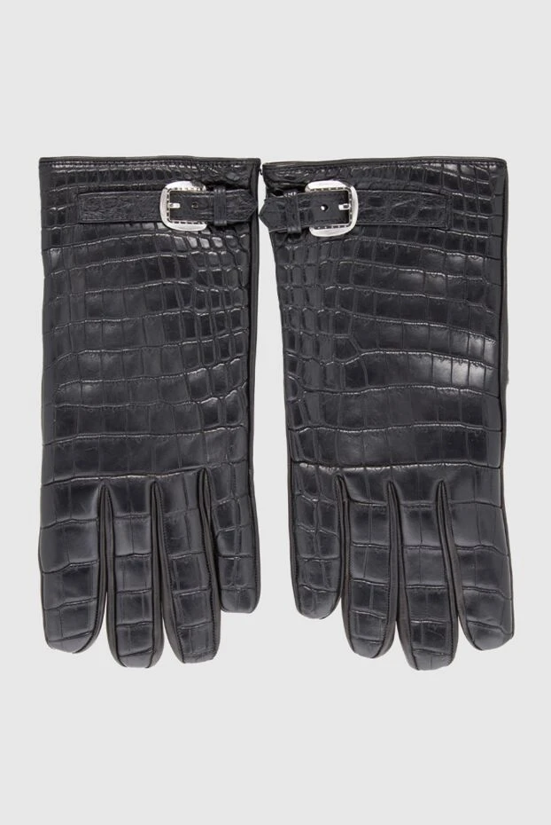 Stefano Ricci перчатки из кожи крокодила черные мужские 165141 - фото 1
