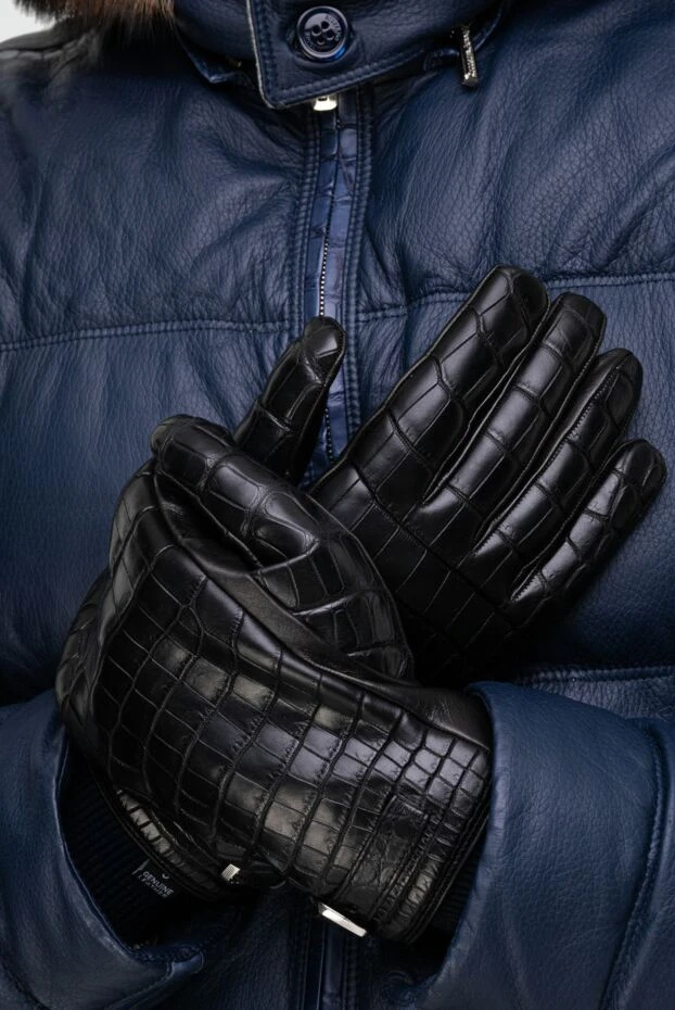 Stefano Ricci перчатки из кожи крокодила черные мужские 165141 - фото 2